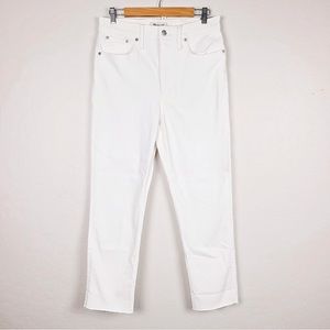NEW Madewell The Perfect Vintage Crop Jeans 29 White High-Rise Raw-Hem Denim